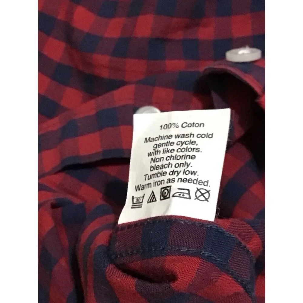 J. Crew‎ Mens Medium Red Flex Washed Check Gingham Button Up Shirt